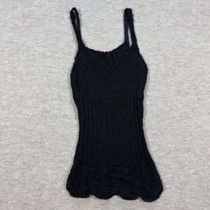 Vintage Black Knit Spaghetti Strap Tank